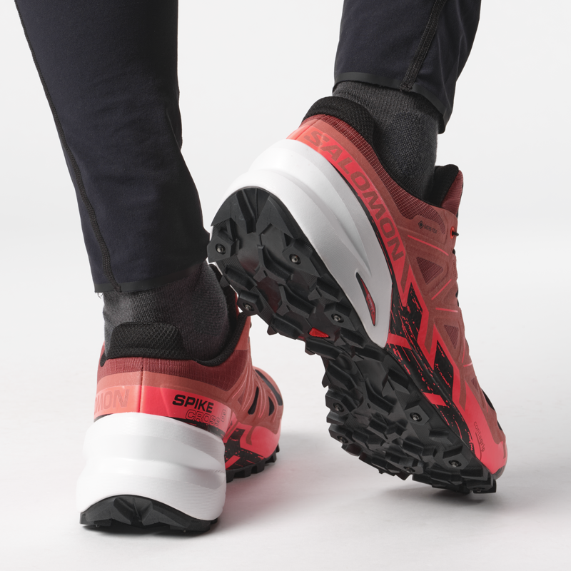 Salomon Spikecross 6 GTX Unisex Trail/Fell Running Shoe in Cow Hide/Black/Fiery Coral-4